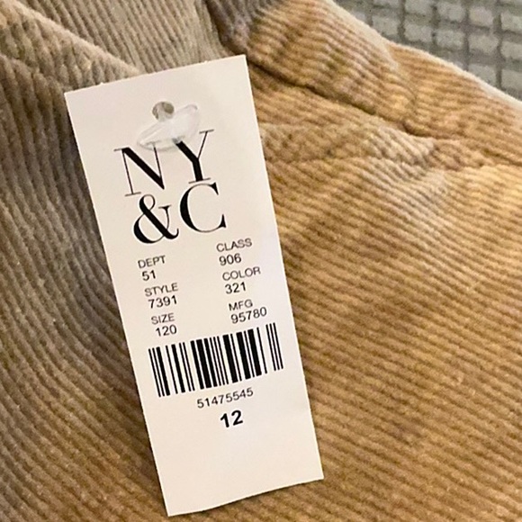 NWT NY&Co Corduroy Tan Trouser Wide Leg size 12 - Picture 4 of 4
